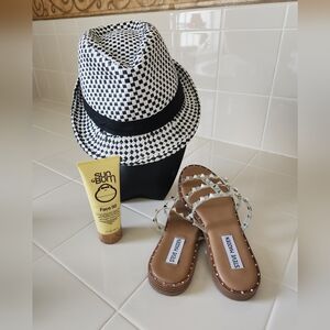 New Black & White Checkered Fedora Size 58cm